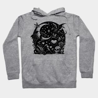 Friendly Shadows Looking up into a Dark DreamScape of a Starry Night Hoodie